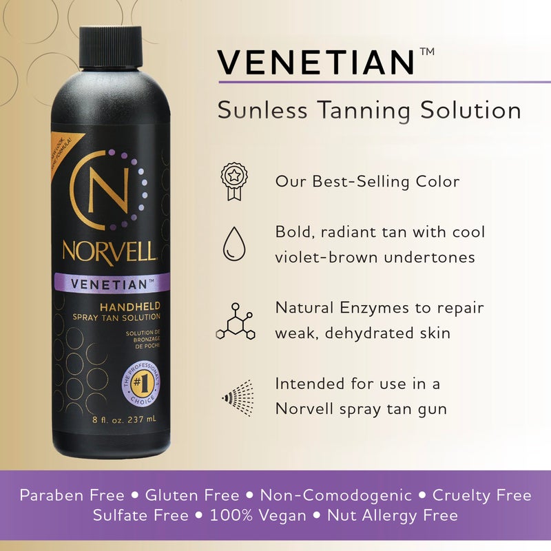 Norvell Premium Spray Tan Solution Venetian 8 fl oz â€“ Professional Sunless Tanning Formula for Natural Bronze Glow, Streak-Free, Fast-Drying, Long-Lasting Color - Image 2