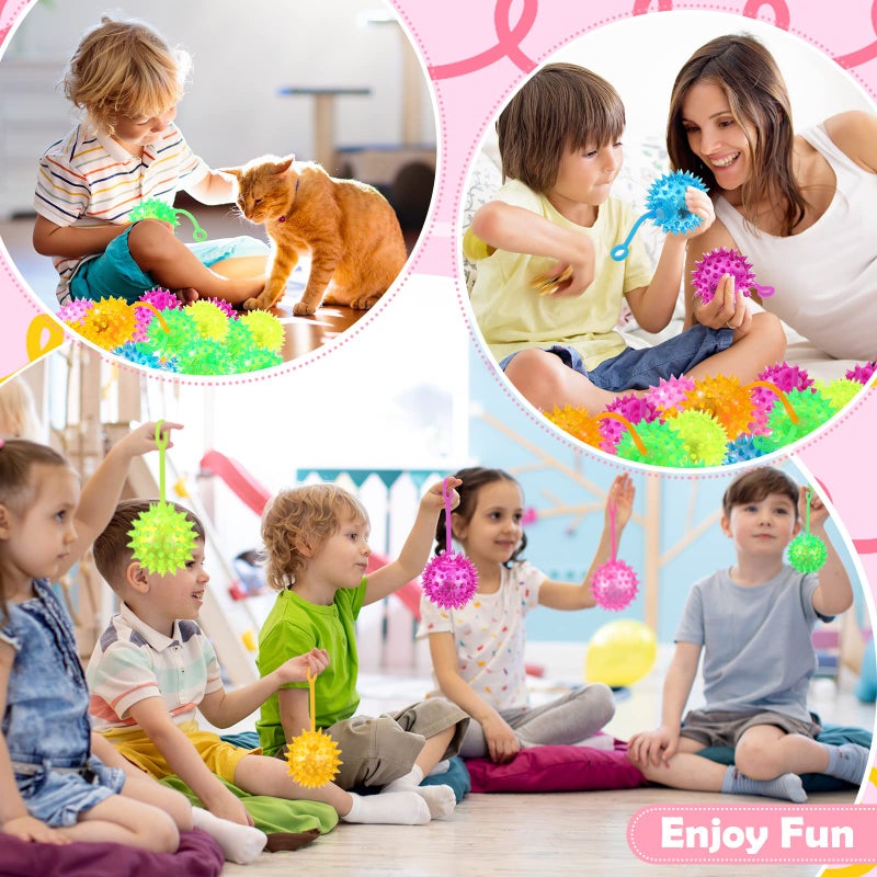 Sotiff 18 Pcs Light up Ball Spiky LED Bouncy Ball Flashing Squeaky Multicolor Puffer Toy Rubber Sensory Toy Carnival Prizes Bulk Party Favors for Teens, Adults, Children - Image 5