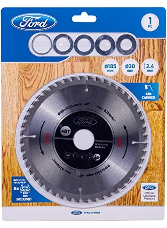 فورد شفرة منشار دائري من الفولاذ المقاوم للصدأ 24 سنًا 185 × 30 × 2.4 مم أداء طويل الأمد لقطع الخشب والألمنيوم والمعادن غير الحديدية أبيض Fpta 12 0006 - Image 1