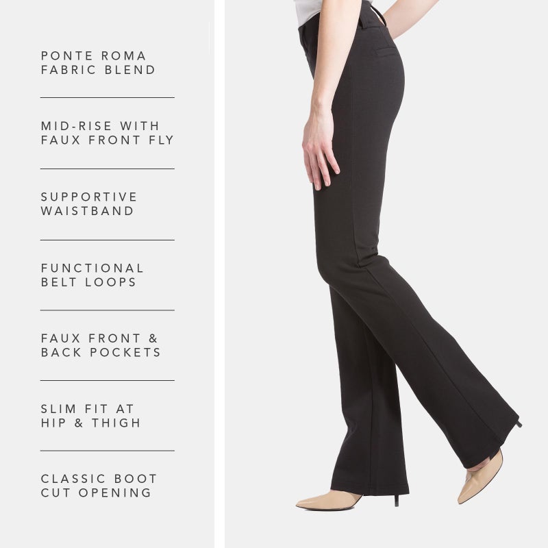 Fishers Finery Women's Ecofabric Ponte Stretch Knit Bootcut Dress Pant with Belt Loops and Faux Pocket; Comfort Waist Band (Black, L) - Image 3