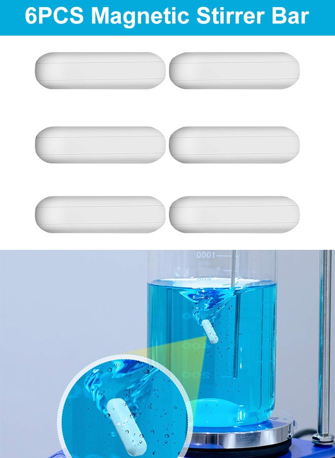 6 Pieces PTFE Magnetic Stir Bar Set Lab Mixed Size Magnetic Stirrer Mixer Stir Bars Stir Plate Bar Mixing Plate Magnet Stick for Laboratory Homebrew - Image 1