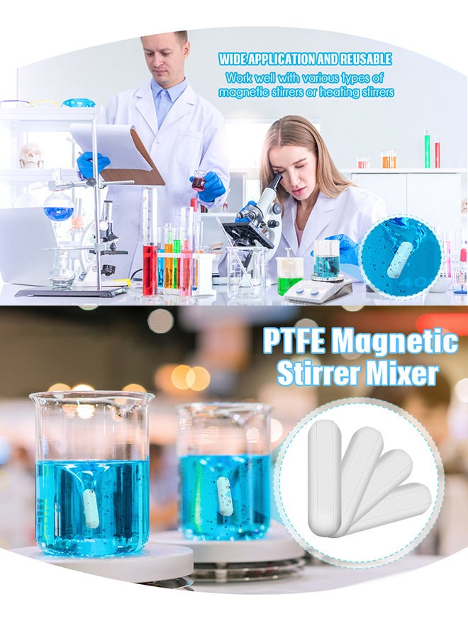 6 Pieces PTFE Magnetic Stir Bar Set Lab Mixed Size Magnetic Stirrer Mixer Stir Bars Stir Plate Bar Mixing Plate Magnet Stick for Laboratory Homebrew - Image 3