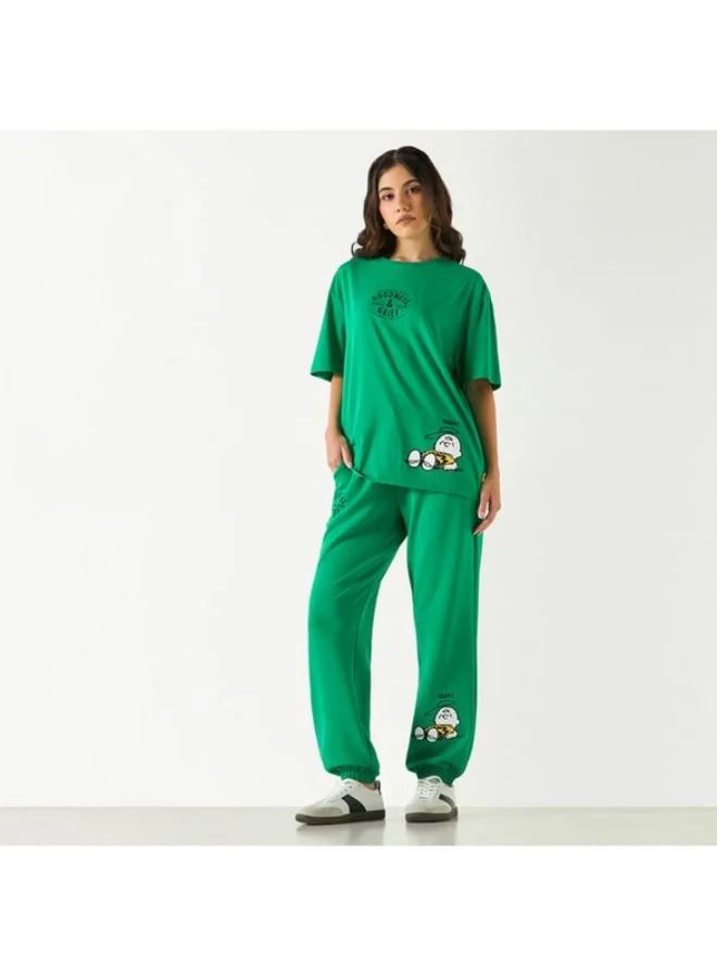 SP Characters Snoopy Embroidered Joggers with Drawstring Waistband and Pockets