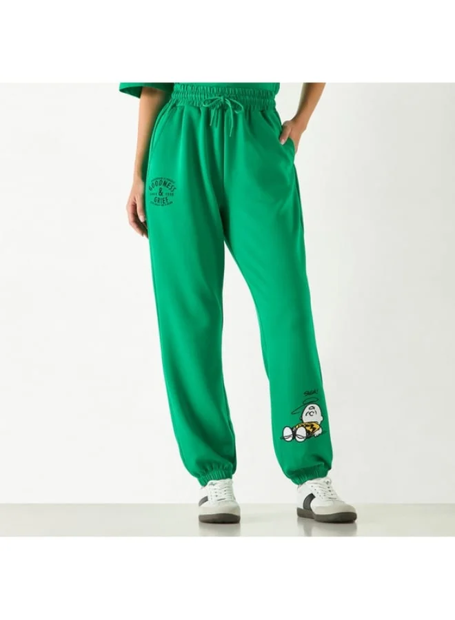 SP Characters Snoopy Embroidered Joggers with Drawstring Waistband and Pockets