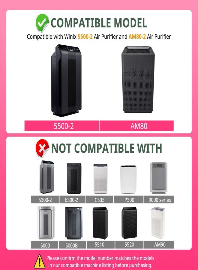 isinlive 2 Sets 116130 HEPA Replacement Filter H 116130 for Winix 5500-2 Plasmawave Air Purifier and Models AM80 - HEPA Filter and Activated Carbon Filter Combo Pack - Image 2