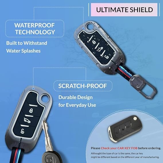 Cri8Hub Metal Silicon Key Cover Compatible with Mahindra Scorpio, Marazzo | Xuv 300, Xuv 700 | Xuv 400 Ev | Bolero | Thar | Tuv 3 Button Flip Key Feature Visibility in Low-Light Condition, Black - Image 5