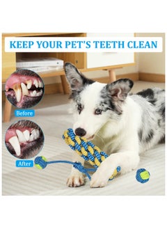 MAJIBAO Interactive dog rope chew toys with Braided design, Heavy-duty blend dog chew toys for Aggressive chewers, Suitable for small to medium dogs, Colorful knot dog toy set 7Pcs (Blue)  - Image 5