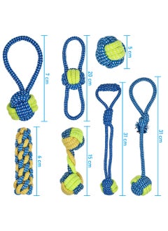 MAJIBAO Interactive dog rope chew toys with Braided design, Heavy-duty blend dog chew toys for Aggressive chewers, Suitable for small to medium dogs, Colorful knot dog toy set 7Pcs (Blue)  - Image 2