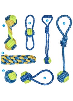 MAJIBAO Interactive dog rope chew toys with Braided design, Heavy-duty blend dog chew toys for Aggressive chewers, Suitable for small to medium dogs, Colorful knot dog toy set 7Pcs (Blue)  - Image 3