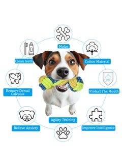 MAJIBAO Interactive dog rope chew toys with Braided design, Heavy-duty blend dog chew toys for Aggressive chewers, Suitable for small to medium dogs, Colorful knot dog toy set 7Pcs (Blue)  - Image 4