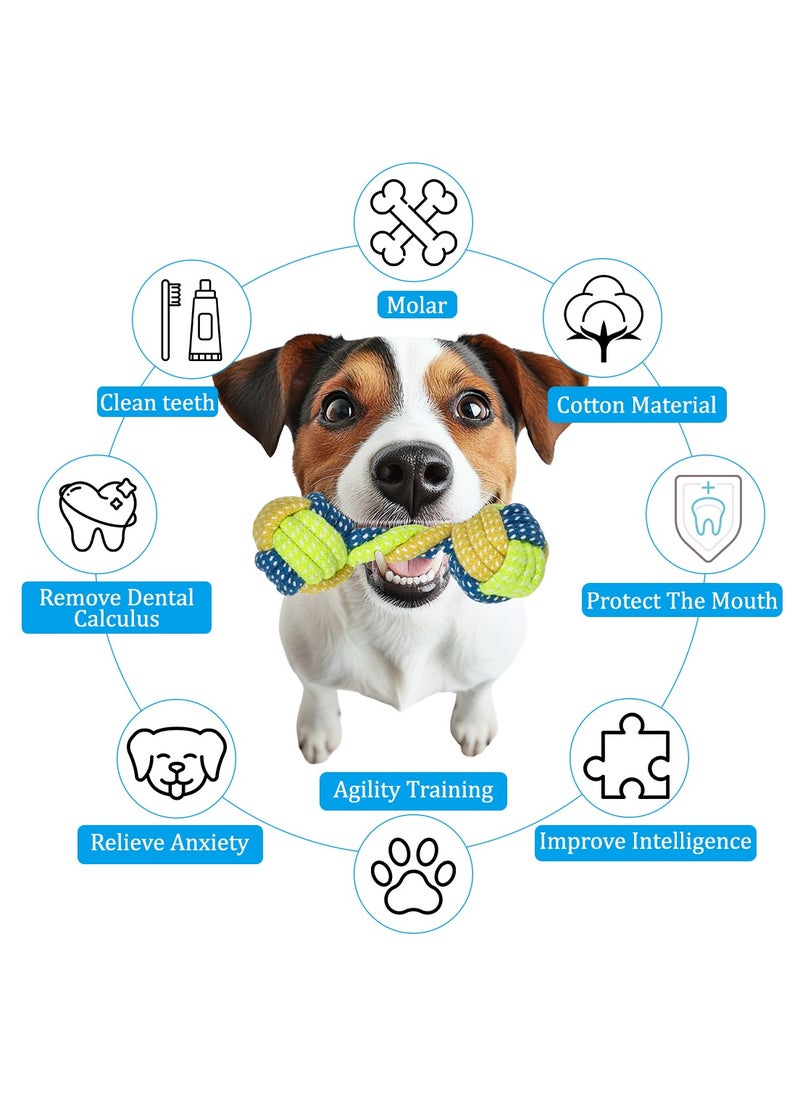 MAJIBAO - Interactive dog rope chew toys with Braided design, Heavy-duty blend dog chew toys for Aggressive chewers, Suitable for small to medium dogs, Colorful knot dog toy set 7Pcs (Blue) - Image 1