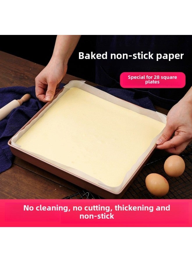 Cake Roll Oil Paper 28 Square Plate Mold Special Oil-proof Non-stick Thickened Leak-proof Baking Paper Square Non-cutting Household-Specifications:40g [extra Thick] No Cutting 34x34cm White Oil Paper * 50 Sheets [for 28 Square Plates Only]  - Image 1