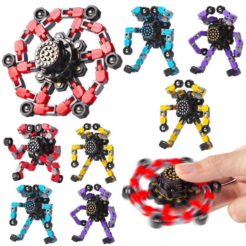 Gokeey Fidget Spinners 8 Pcs for Kids and Adults Stress Relief Sensory Toys for Boys and Girls Fingertip Gyros Party Favors Sensory Fidget Toys Stocking Stuffers Bulk Gifts Trasransformable - Image 3