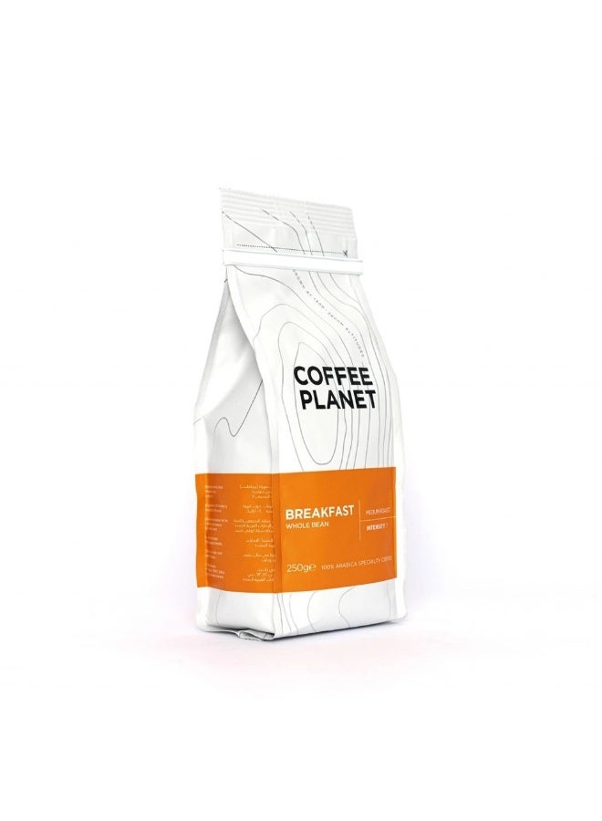 Coffee Planet Medium Roast Breakfast Whole Bean Coffee- 250gms