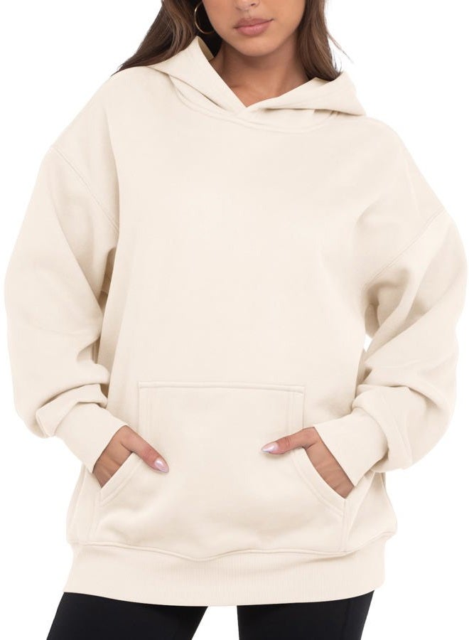 VIUTIL Womens Oversized Hoodies Fleece Loose Hooded Sweatshirt Fall Winter Outfits 2026 Trendy Clothes, Beige, M - Image 1