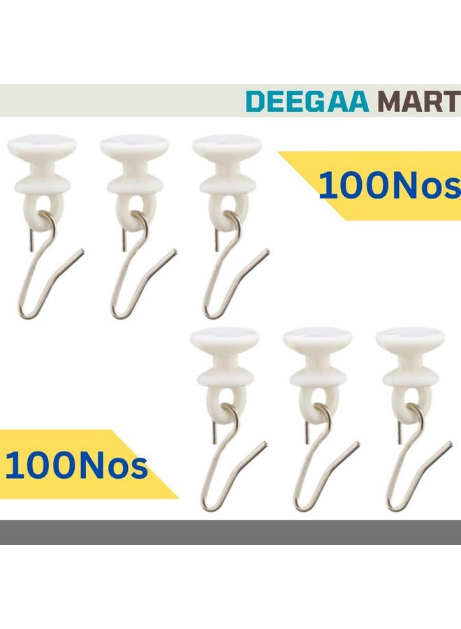 DEEGAA MART Curtain Runner for C Channel Track with Metal Hook - 100 Pcs Rail Gliders, Track Sliders for Ceiling Curtain Rail System,Smooth Sliding Design (White) - Image 3
