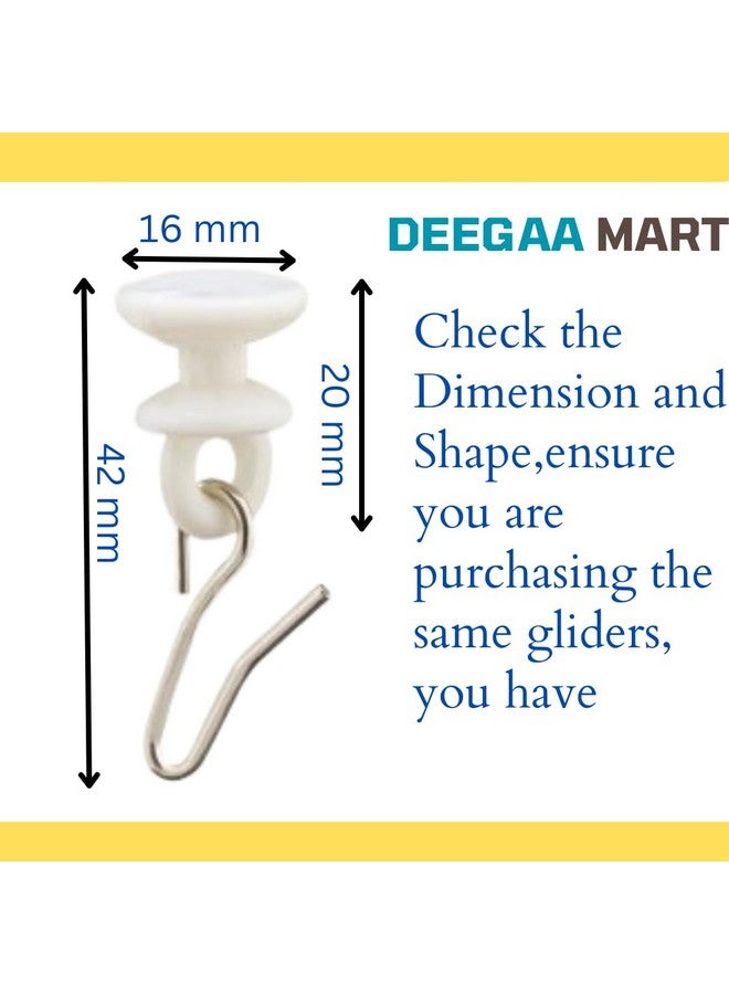 DEEGAA MART Curtain Runner for C Channel Track with Metal Hook - 100 Pcs Rail Gliders, Track Sliders for Ceiling Curtain Rail System,Smooth Sliding Design (White) - Image 4