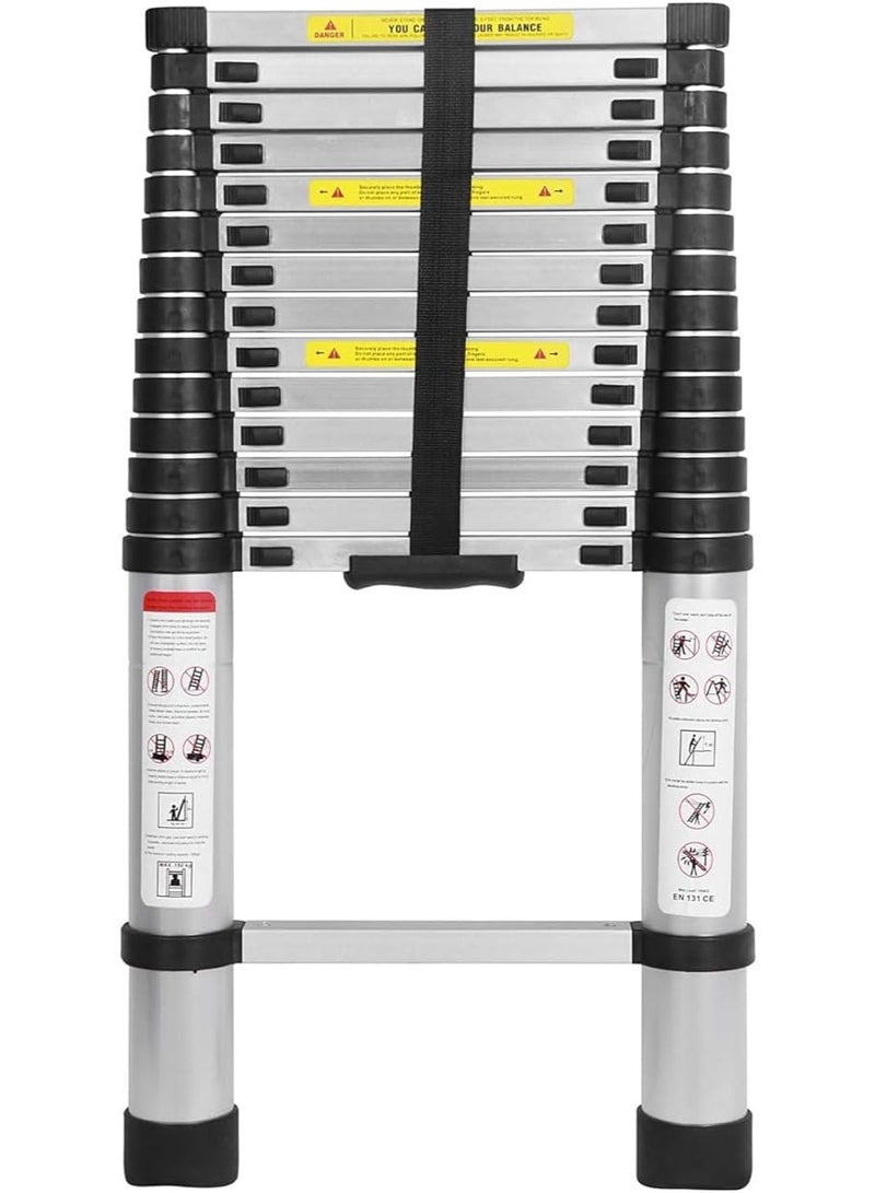 Foldable Aluminum Extension Ladder – Multi-Purpose Telescopic Ladder, Lightweight & Portable – Non-Slip, 5M (14 ft), 150kg Capacity - Image 1