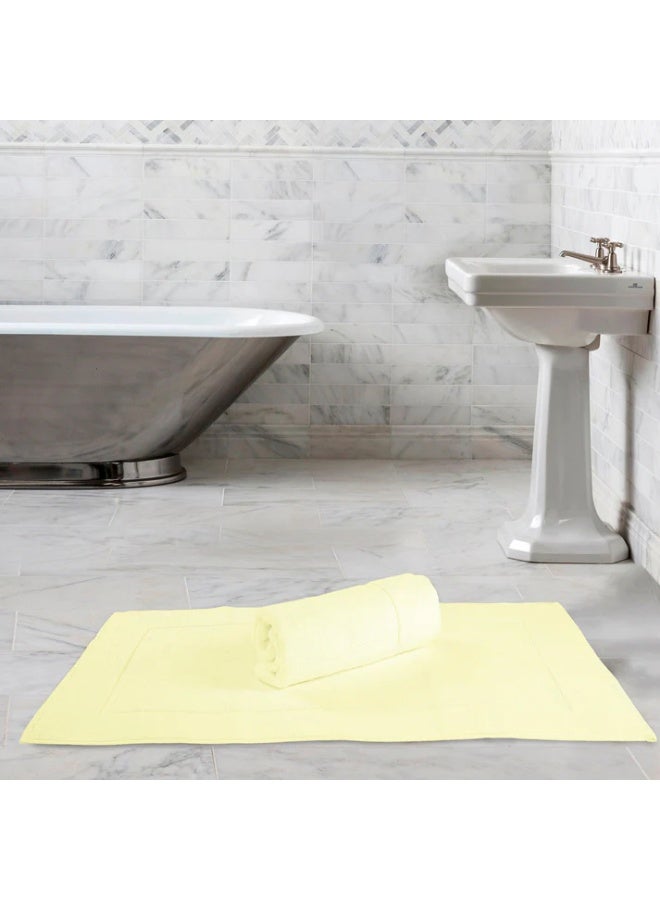 TM HOME Luxury Hotel Bath Mat – 100% Egyptian Cotton – Bright Yellow Color – 50×80 cm – Ultra-Soft, Highly Absorbent & Quick-Dry Premium Quality for Home & Hotels - Image 2