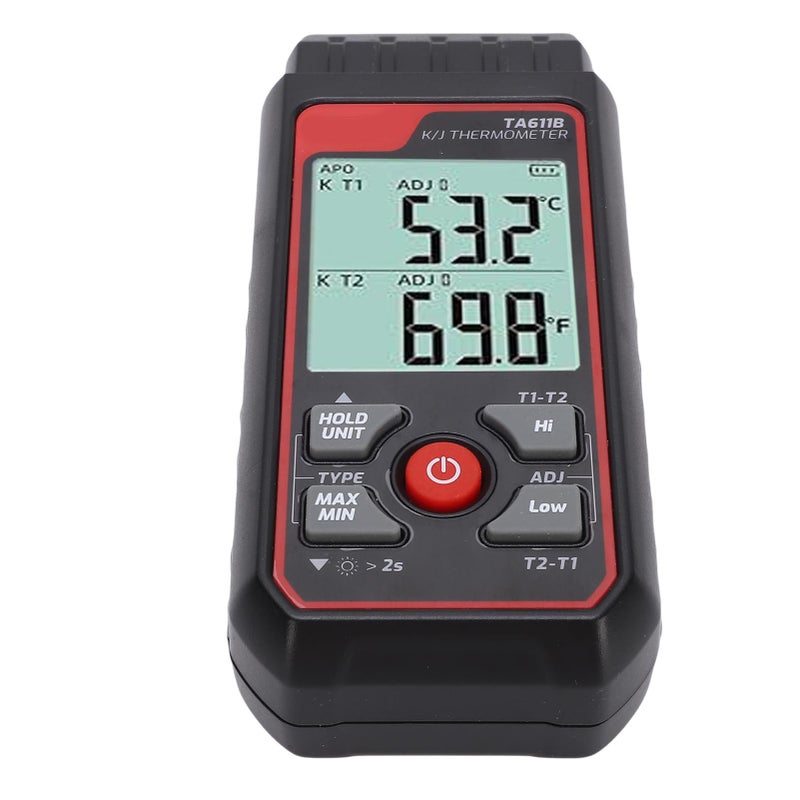 Thermocouple Thermometer K J Type Dual Channel Digital Temperature Meter Backlit LCD Screen - Image 4