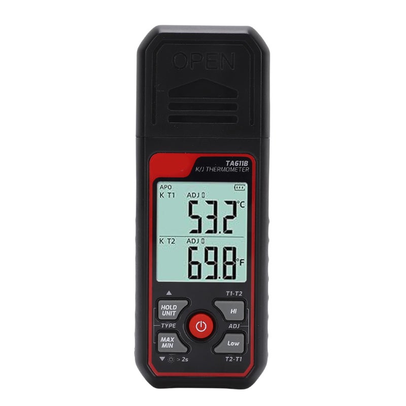 Thermocouple Thermometer K J Type Dual Channel Digital Temperature Meter Backlit LCD Screen - Image 2