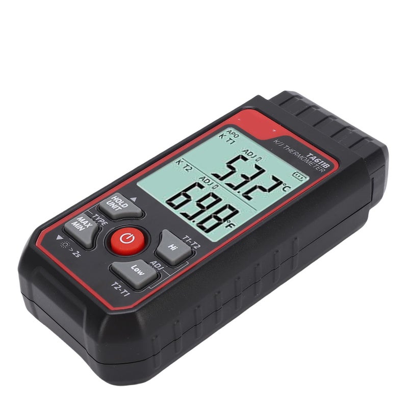 Thermocouple Thermometer K J Type Dual Channel Digital Temperature Meter Backlit LCD Screen - Image 3