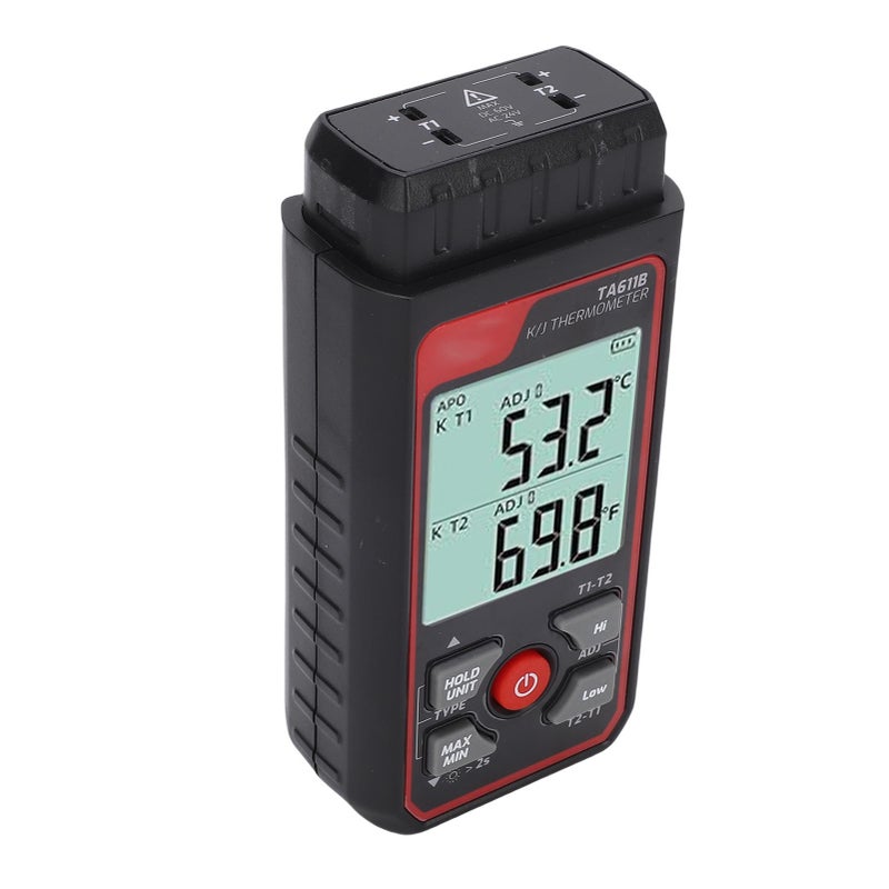 Thermocouple Thermometer K J Type Dual Channel Digital Temperature Meter Backlit LCD Screen - Image 5