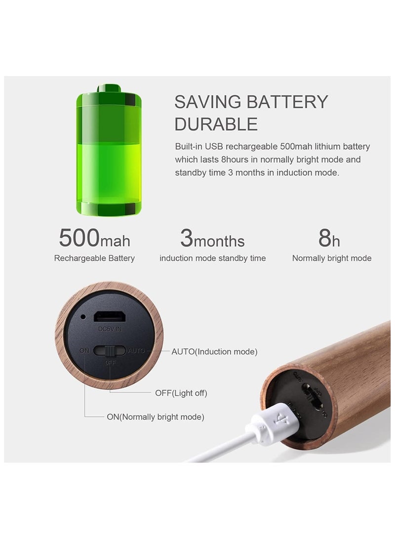 بيتشو ضوء ليلي بمستشعر الحركة، مصباح جداري لديكور المنزل، ضوء LED ذكي، مسافة استشعار 4 أمتار، ضوء محمول باليد لغرفة النوم والسلالم وغرفة الأطفال والمزيد (خشب الرماد الأبيض) - Image 4