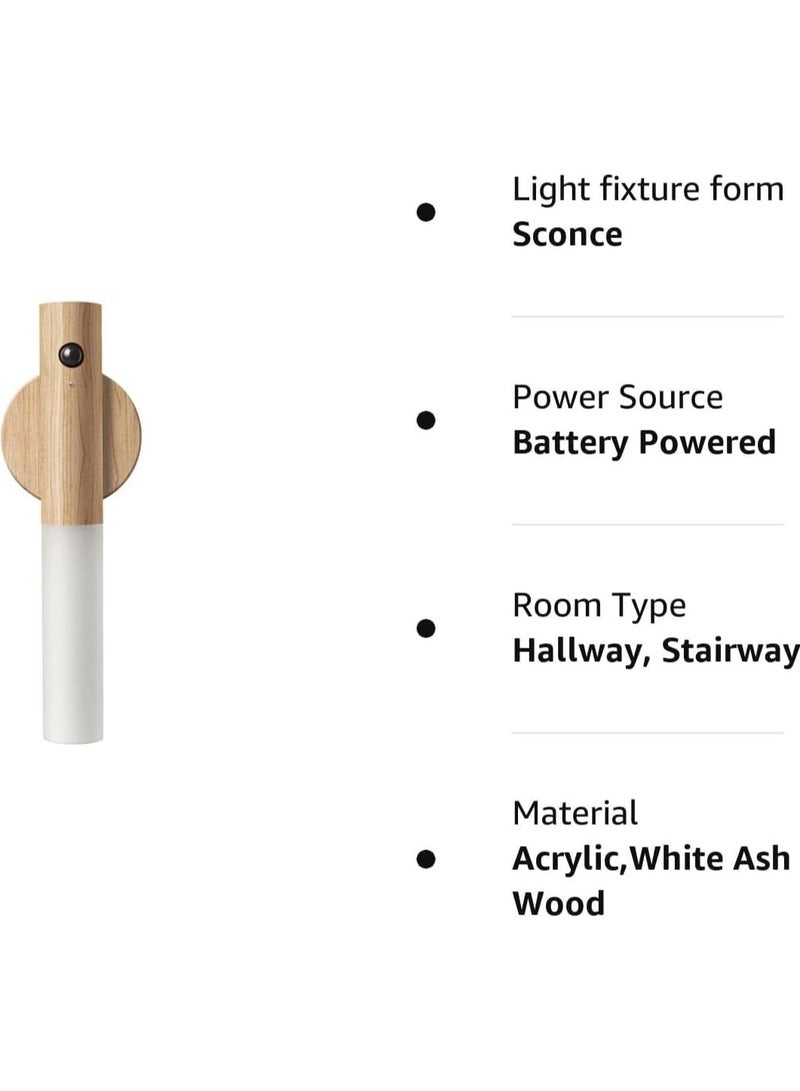 بيتشو ضوء ليلي بمستشعر الحركة، مصباح جداري لديكور المنزل، ضوء LED ذكي، مسافة استشعار 4 أمتار، ضوء محمول باليد لغرفة النوم والسلالم وغرفة الأطفال والمزيد (خشب الرماد الأبيض) - Image 5