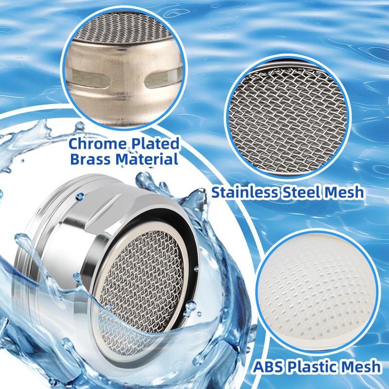 AUGHOA 6PCS Faucet Aerator, Bathroom Sink Aerator Replacement Parts, with Brass Shell 15/16 Inch 24mm Male Thread - Image 3