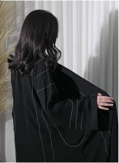 Generic 【Elegant Black Crinkled Silk Abaya | Luxurious & Feminine Flowing Design | Soft Premium Fabric Perfect for Daily & Formal Occasions | Available in Multiple Sizes for All Body Types |  - Image 1
