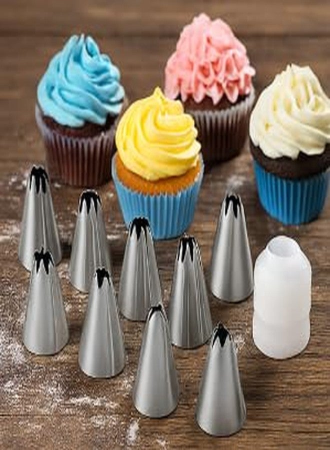 SYGA Stainless Steel Russian Piping Nozzles for Cake Decoration (Set of 12)(Silver) - Image 1