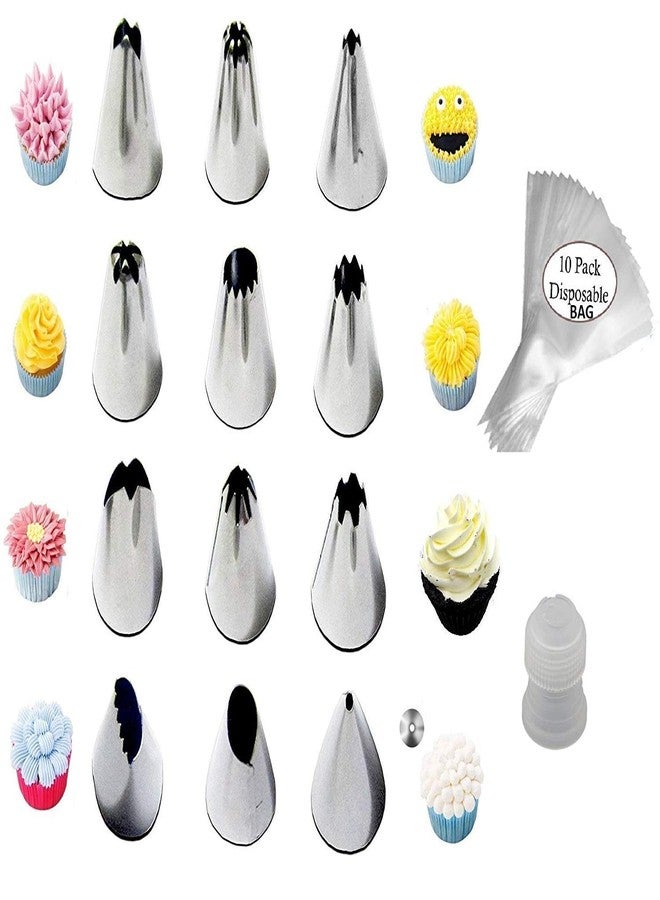 SYGA Stainless Steel Russian Piping Nozzles for Cake Decoration (Set of 12)(Silver) - Image 5