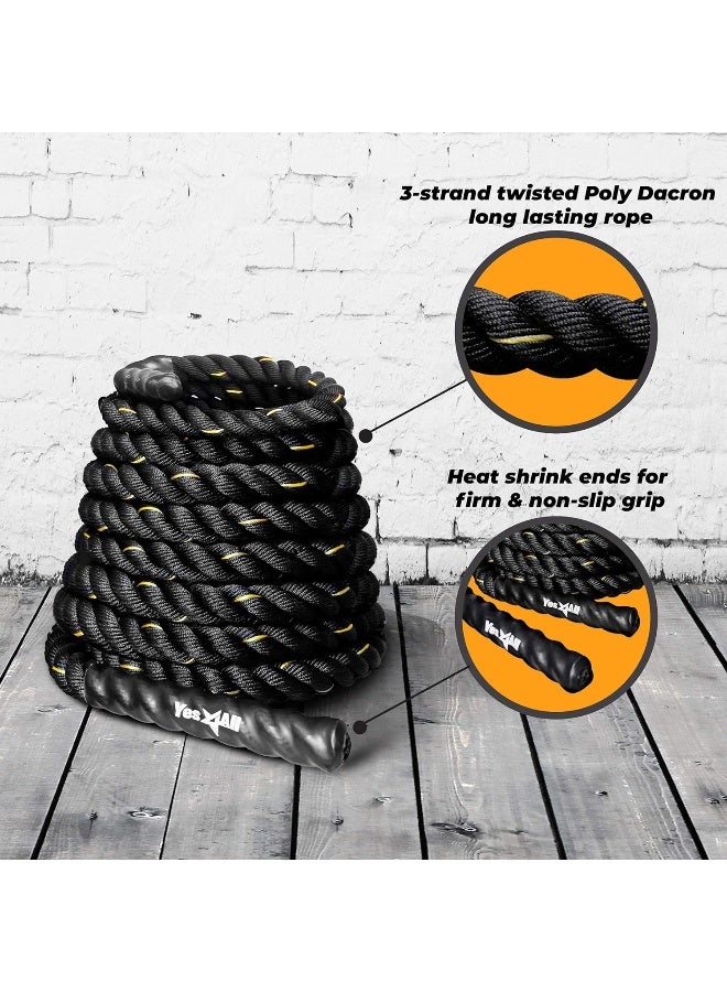 Yes4All Battle Rope 1.5/2 Inch Diameter Poly Dacron 30, 40, 50 Ft Length, Workout Ropes for Core Strength, Home Gym & Outdoor Workouts - Image 1