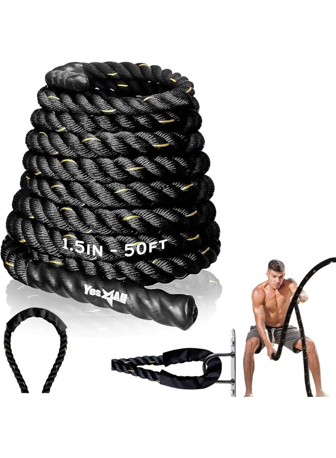 Yes4All Battle Rope 1.5/2 Inch Diameter Poly Dacron 30, 40, 50 Ft Length, Workout Ropes for Core Strength, Home Gym & Outdoor Workouts - Image 2
