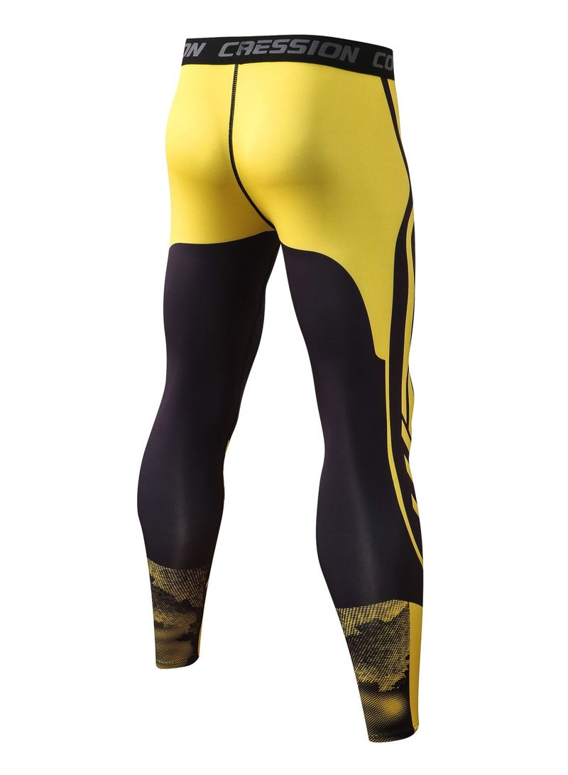 YEL PRO Men Quick Dry Breathable Elastic Trousers Black/Yellow - Image 2