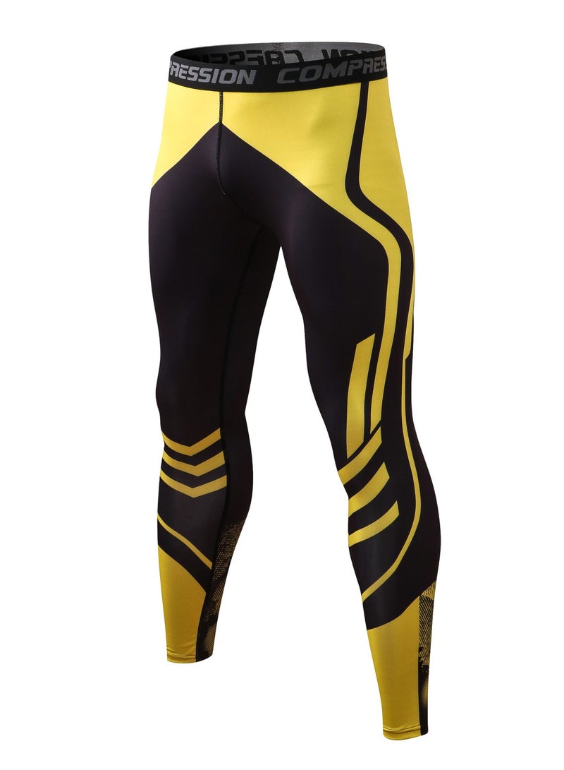 YEL PRO Men Quick Dry Breathable Elastic Trousers Black/Yellow - Image 1