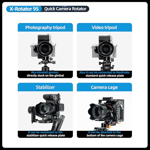 Fotopro Camera Vertical Bracket, Tripod Mount Ring Lens Mount, 1/4 Rotatable Collar Mount Plate for DSLR SLR, Fits Plate for Arca-Type, Supporting 84.8mm Lens Horizontal and Vertical - Image 4