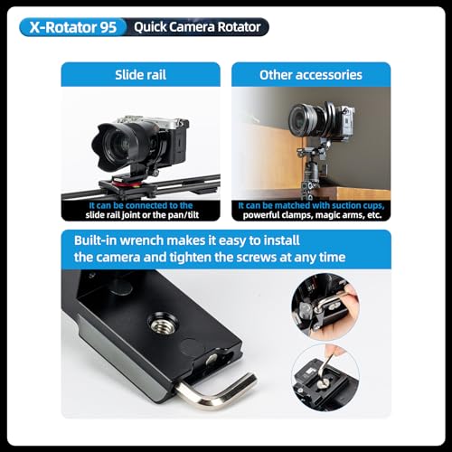 Fotopro Camera Vertical Bracket, Tripod Mount Ring Lens Mount, 1/4 Rotatable Collar Mount Plate for DSLR SLR, Fits Plate for Arca-Type, Supporting 84.8mm Lens Horizontal and Vertical - Image 5