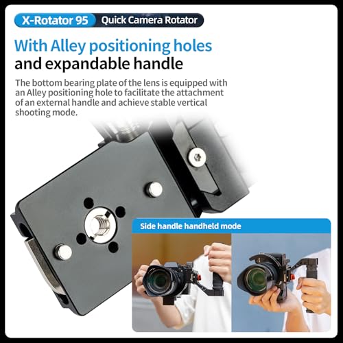 Fotopro Camera Vertical Bracket, Tripod Mount Ring Lens Mount, 1/4 Rotatable Collar Mount Plate for DSLR SLR, Fits Plate for Arca-Type, Supporting 84.8mm Lens Horizontal and Vertical - Image 3