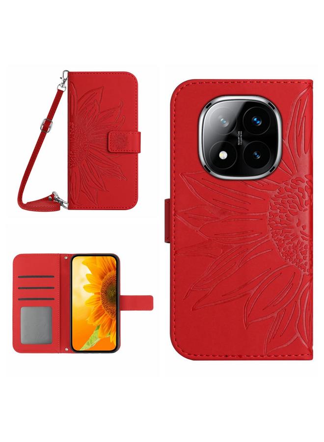 إيروريكس جراب لهاتف Redmi Note 14 Pro+ 5G، جراب هاتف من الجلد القابل للطي منقوش بنقشة زهرة الشمس مع حبل تعليق - Image 1