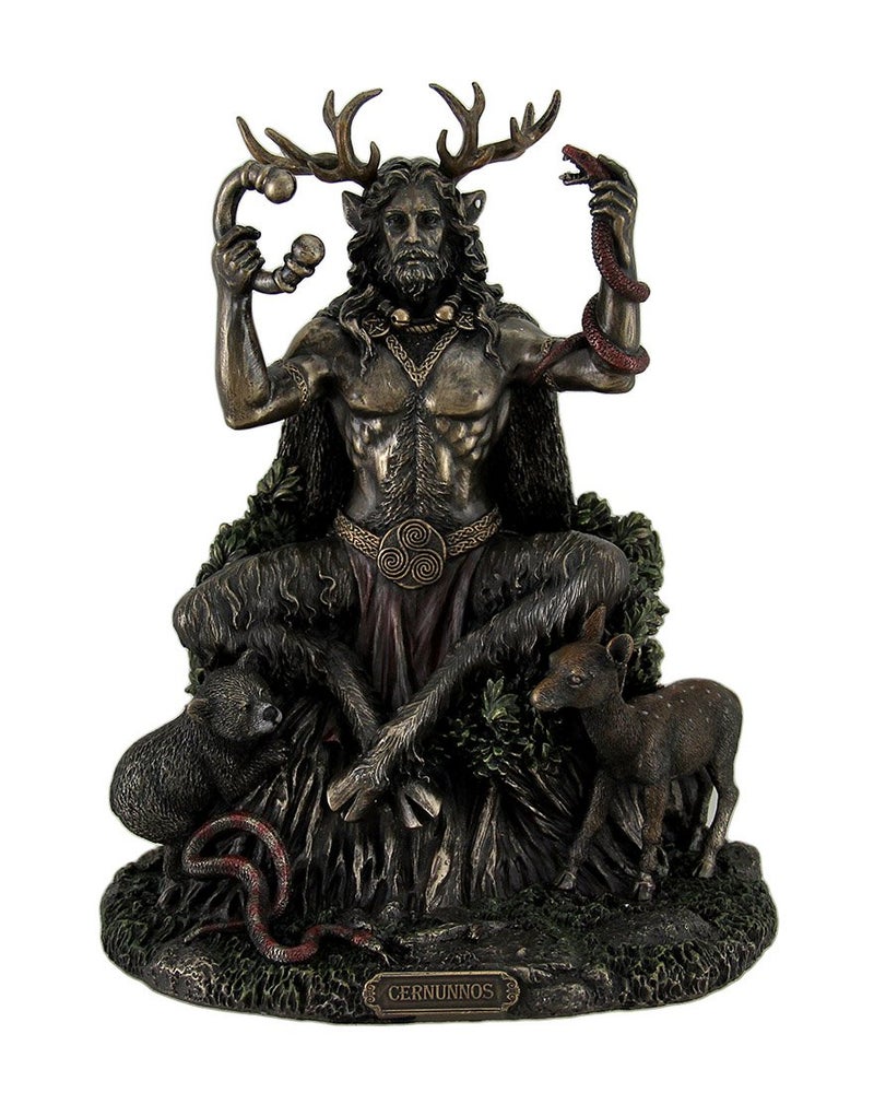 VERONESE DESIGN 9 Inch Cernunnos Celtic Horn God of Nature and Wildlife Cold Cast Resin Statue Bronze Finish - Image 1