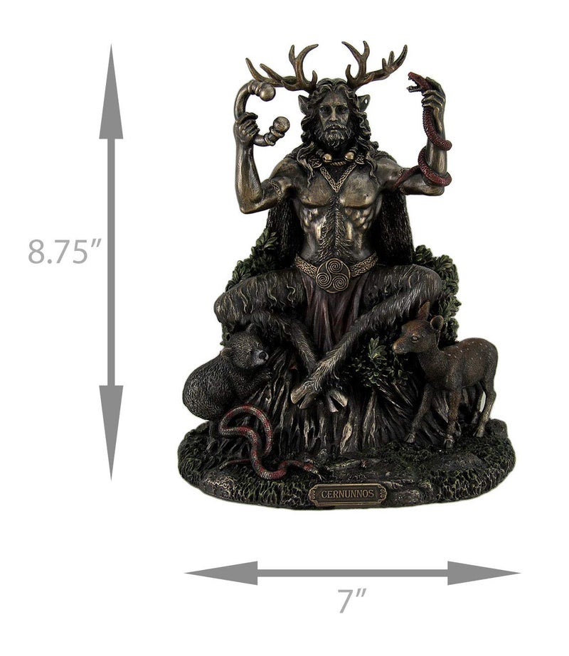 VERONESE DESIGN 9 Inch Cernunnos Celtic Horn God of Nature and Wildlife Cold Cast Resin Statue Bronze Finish - Image 5