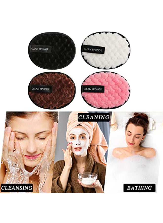 Vtrem 4 Colors Reusable Makeup Remover Pads Soft Facial Cleaning Puffs Towels Face Eye Lip Remover Pads DoubleSide Washable Make Up Removing Cloth Microfiber WhitePinkBrownBlack - Image 3