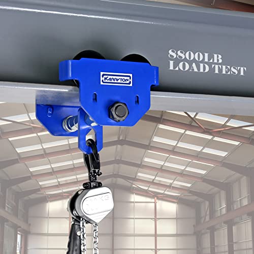KARRYTON 0.5Ton/1100LB Beam Trolley 2.5 – 6in Adjustable Flange Width, Heavy Duty Manual Push Trolley w/Dual Track Rollers for Crane Lifts, Garage Hoists, Straight/Curved I Beams - Image 2