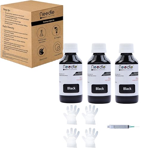 needle ; Pin point precision Needle 3x100gms Cartridge Refill Ink | Made in India | Compatible with Inkjet Printers | Easy Ink Refilling Solution (Black) - Image 2