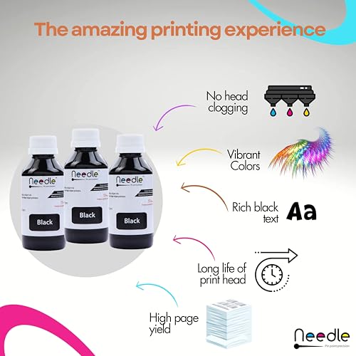 needle ; Pin point precision Needle 3x100gms Cartridge Refill Ink | Made in India | Compatible with Inkjet Printers | Easy Ink Refilling Solution (Black) - Image 3