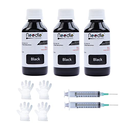 needle ; Pin point precision Needle 3x100gms Cartridge Refill Ink | Made in India | Compatible with Inkjet Printers | Easy Ink Refilling Solution (Black) - Image 1