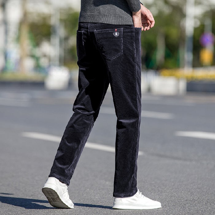 Factory Direct Supply Quality New Spring Mens Corduroy Pants Mens Small Straight Casual Pants Dark gray 