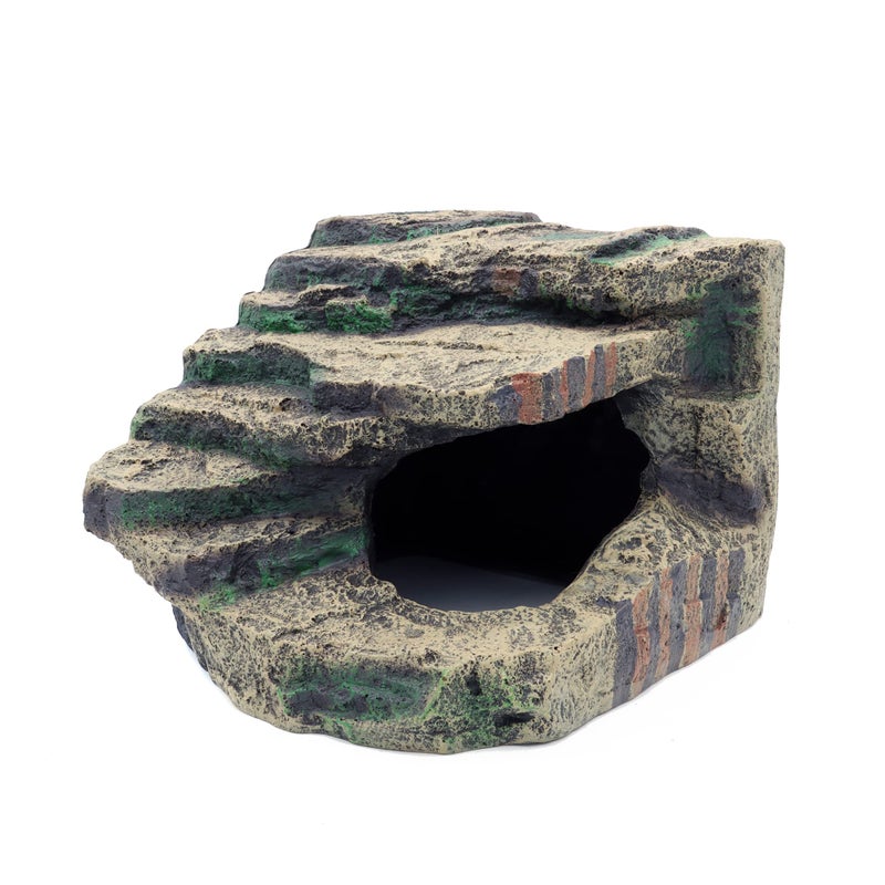 JIHAQUA Large Resin Reptile Tank Accessories Hideouts Cave Habitat Decor for Leopard Gecko Lizards Turtle - Image 1